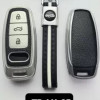 Key Care Leathet TPU Key Cover with Key Chain For Audi SK | Black Silver TPU L TP LH 05
